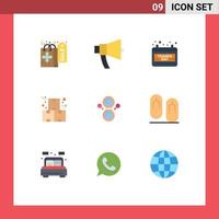 Set of 9 Modern UI Icons Symbols Signs for mirror product calendar industry box Editable Vector Design Elements