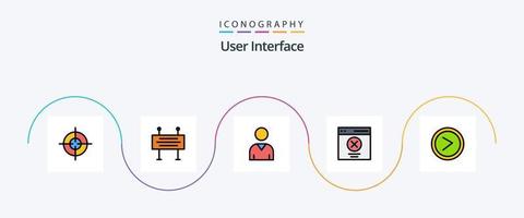 User Interface Line Filled Flat 5 Icon Pack Including user. interface. user. arrow. message vector