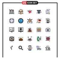 25 User Interface Filled line Flat Color Pack of modern Signs and Symbols of sign document heart contract security Editable Vector Design Elements