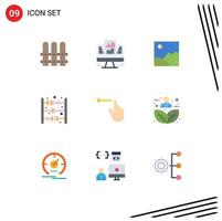 Modern Set of 9 Flat Colors and symbols such as hand finger image count abacus toy Editable Vector Design Elements