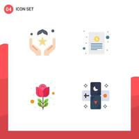 4 Universal Flat Icons Set for Web and Mobile Applications pray easter hand cash receipt nature Editable Vector Design Elements