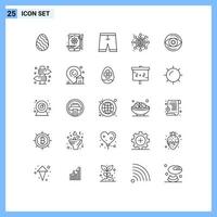 25 Universal Line Signs Symbols of eye startup accessories networking shorts Editable Vector Design Elements