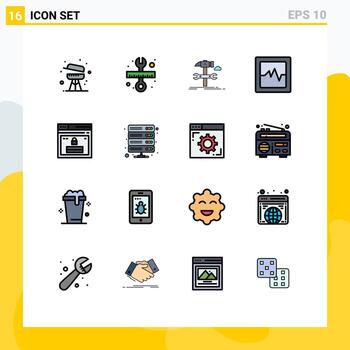 Paquete de 16 líneas rellenas de color plano de la interfaz de usuario de signos y símbolos modernos del servicio gráfico de creación de Internet web elementos de diseño de vectores creativos editables