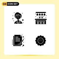 Group of Solid Glyphs Signs and Symbols for businesswoman document city contract floral Editable Vector Design Elements