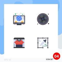 4 Thematic Vector Flat Icons and Editable Symbols of online spotlight coins game theater Editable Vector Design Elements