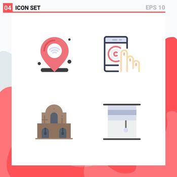 4 Flat Icon concept for Websites Mobile and Apps location support iot contact christmas Editable Vector Design Elements
