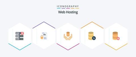 paquete de 25 iconos planos de alojamiento web que incluye web. seguridad. SSL hospedaje seguro vector