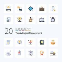 20 Task And Project Management Flat Color icon Pack like box time idea setting road vector