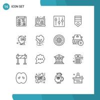Outline Pack of 16 Universal Symbols of education rank elements military army Editable Vector Design Elements