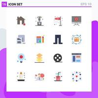 Mobile Interface Flat Color Set of 16 Pictograms of data design air setting storm Editable Pack of Creative Vector Design Elements