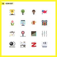 16 Universal Flat Color Signs Symbols of floral usa plant thanksgiving american Editable Pack of Creative Vector Design Elements