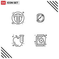 Group of 4 Filledline Flat Colors Signs and Symbols for interface science user lab tube Editable Vector Design Elements