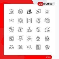 25 Thematic Vector Lines and Editable Symbols of marketing mobile idea advertising building Editable Vector Design Elements