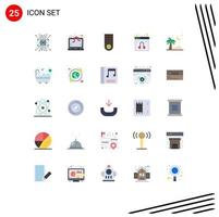 conjunto de 25 iconos de ui modernos símbolos signos para el servicio de playa cuarentena chat en línea elementos de diseño de vectores editables