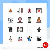 Flat Color Filled Line Pack of 16 Universal Symbols of mac app notebook holidays egg Editable Creative Vector Design Elements