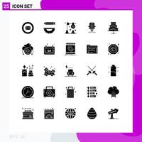 Mobile Interface Solid Glyph Set of 25 Pictograms of chair arm development armchair experiment Editable Vector Design Elements