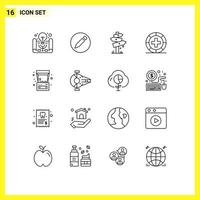 16 Thematic Vector Outlines and Editable Symbols of arcade machine health board form disease Editable Vector Design Elements