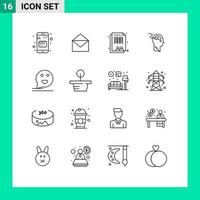 Pack of 16 creative Outlines of user download open update workforce Editable Vector Design Elements