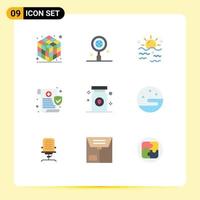 Set of 9 Modern UI Icons Symbols Signs for pharmacy drug summer security data Editable Vector Design Elements