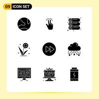 User Interface Pack of 9 Basic Solid Glyphs of spring flower touch floral printing Editable Vector Design Elements