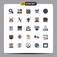 25 User Interface Filled line Flat Color Pack of modern Signs and Symbols of media schedule development date technology Editable Vector Design Elements