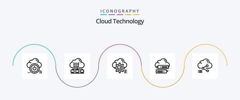 Cloud Technology Line 5 Icon Pack Including online. chat. connect. configure. cloud vector