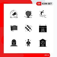 Pack of 9 Modern Solid Glyphs Signs and Symbols for Web Print Media such as marshmallow call activity office phone Editable Vector Design Elements