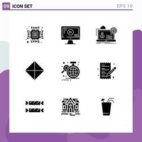 Pictogram Set of 9 Simple Solid Glyphs of business symbols forum symbolism safety Editable Vector Design Elements