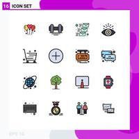 Universal Icon Symbols Group of 16 Modern Flat Color Filled Lines of online cart email money eye business Editable Creative Vector Design Elements