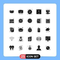 Group of 25 Modern Solid Glyphs Set for page browser help avatar music Editable Vector Design Elements