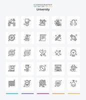 Creative University 25 OutLine icon pack  Such As headphones. teacher. bag. study. book vector