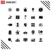 25 Universal Solid Glyphs Set for Web and Mobile Applications yin yang new test lunar gender Editable Vector Design Elements