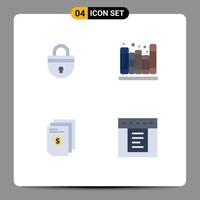 Flat Icon Pack of 4 Universal Symbols of lock dollar security books money Editable Vector Design Elements