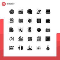 Modern Set of 25 Solid Glyphs and symbols such as board art devices university music Editable Vector Design Elements