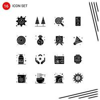 16 Universal Solid Glyph Signs Symbols of smartphone location park navigation wide Editable Vector Design Elements