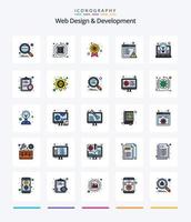 Creative Web Design And Development 25 Line FIlled icon pack  Such As coding. error. sprint. browser. quality vector