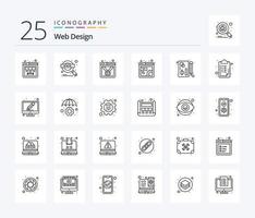 paquete de iconos de 25 líneas de diseño web que incluye gráficos. diseño. Insignia. web. diseño vector