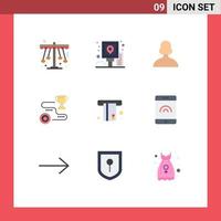 Universal Icon Symbols Group of 9 Modern Flat Colors of path target post achievement person Editable Vector Design Elements