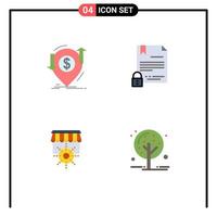 Modern Set of 4 Flat Icons Pictograph of transaction internet finance contract shopping Editable Vector Design Elements