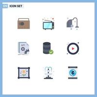 Set of 9 Modern UI Icons Symbols Signs for hosting developer cleaning coding api Editable Vector Design Elements