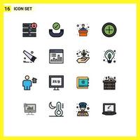 16 iconos creativos signos y símbolos modernos de herramientas de análisis presentación pago manual elementos de diseño de vectores creativos editables