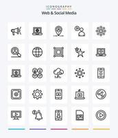 Creative Web And Social Media 25 OutLine icon pack  Such As watch. play . internet. user . user vector