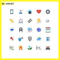 Set of 25 Commercial Flat Colors pack for cog like safe love data Editable Vector Design Elements