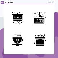 Universal Icon Symbols Group of 4 Modern Solid Glyphs of board tea physics formula night easter Editable Vector Design Elements