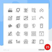 símbolo de icono universal grupo de 25 líneas modernas de búsqueda de calefacción lupa de bebida elementos de diseño vectorial editables verdes vector