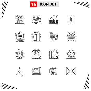 16 concepto de esquema para sitios web, servicios móviles y aplicaciones, compras de hardware en línea, elementos de diseño de vectores editables para teléfonos inteligentes