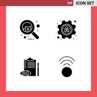 4 User Interface Solid Glyph Pack of modern Signs and Symbols of analytics control management quality control connection Editable Vector Design Elements