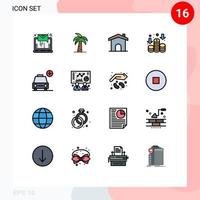 Set of 16 Modern UI Icons Symbols Signs for money finance palm tree house construction Editable Creative Vector Design Elements