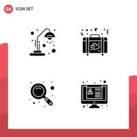 4 Creative Icons Modern Signs and Symbols of school search education love cv Editable Vector Design Elements