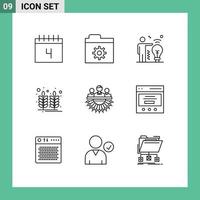 Pack of 9 creative Outlines of management group man allocation india Editable Vector Design Elements